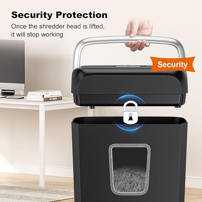 Bonsaii 5-6 Sheet Cross Cut Paper Shredder for Home use, 3.4 Gal Bin | P-4 Security Level, Shreds Credit Cards, Staples & Paper Clips, with Portable Handle, Small Shredder for Home Office