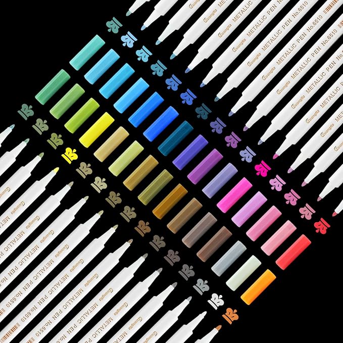 YITHINC Metallic Markers, 30 Fine Point Scrapbook Pens for Black Paper