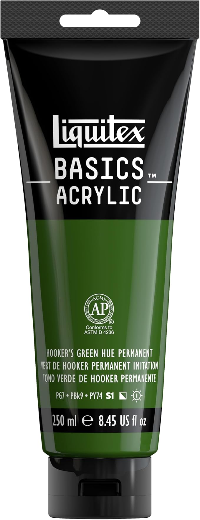 Liquitex BASICS Acrylic Paint, 8.5-oz Tube, Hooker’s Green Hue Permanent | Medium Viscosity, Satin Finish, Lightfast, Fine Art Pigments, Range of Opacities, Easy Blending