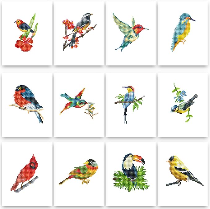 PeakLuv Small Diamond Art Kits Birds Mini Diamond Painting Kits for Adults