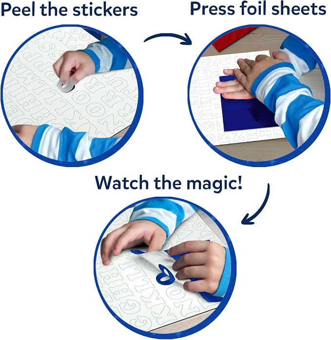 Skillmatics Foil Fun – Letter & Number Stickers, Mess-Free Art | Project Kits, DIY Colorful Creative Activity, Gift for Ages 5, 6, 7, 8, 9, and Up
