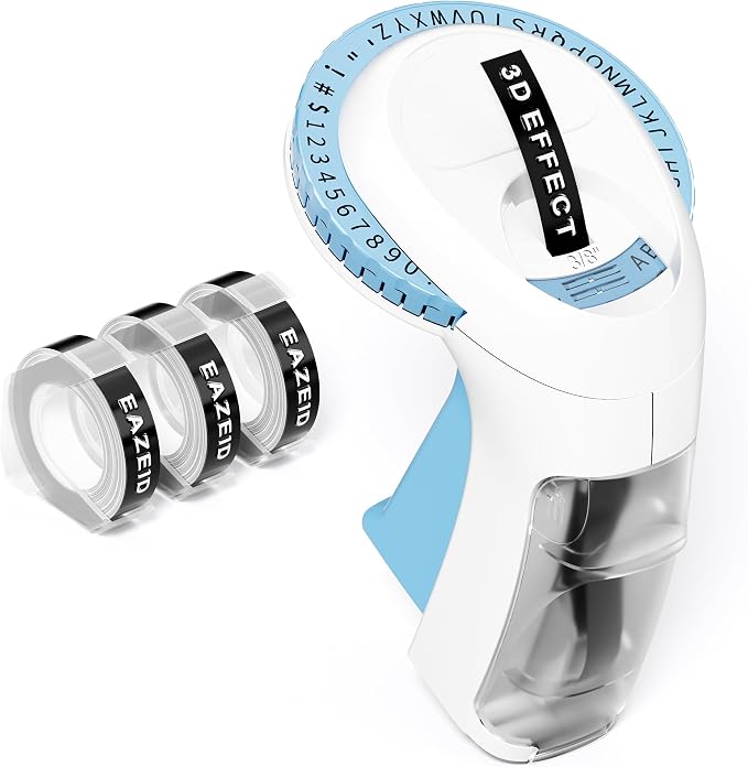 Embossing Label Maker Vintage Manual with 3 Rolls 3D Label Tapes