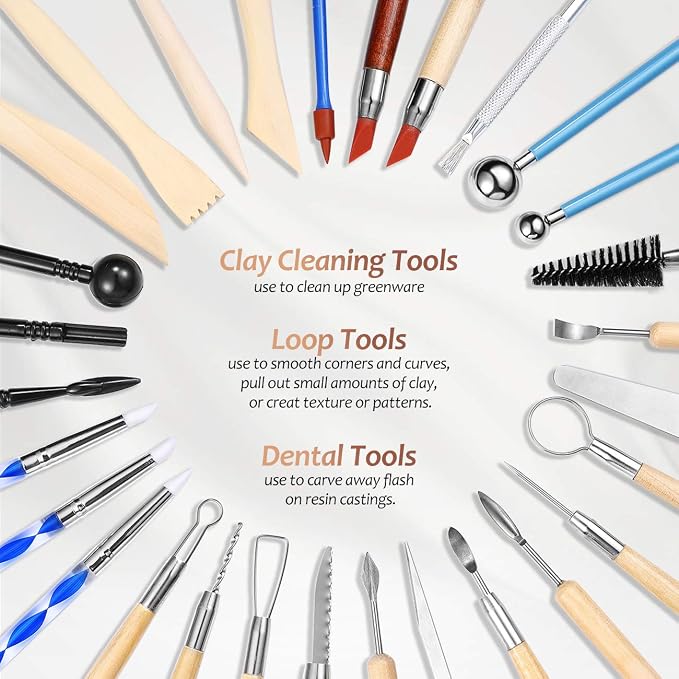 ISSEVE 43Pcs Pottery Clay Sculpting Tools with Carrying Case Bag