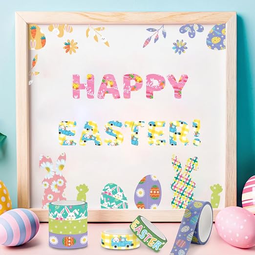 SANNIX 12 Rolls Easter Washi Tape 15mm Wide Rabbit Eggs Carrot Spring