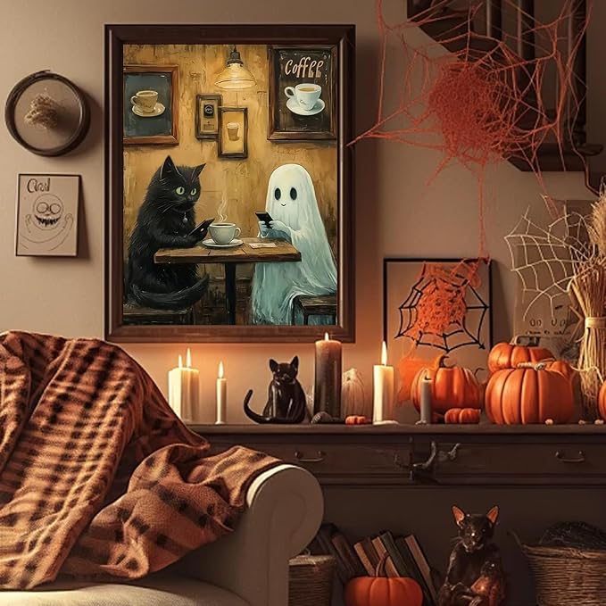 Ghost Paint by Numbers Kit for Adults, Adult Paint by Number Kits 16x20 in | Halloween Painting by Numbers for Adults, Acrylic Paint, DIY Crafts for Adults, Ideal Gifts or Home Wall Decor, Frameless