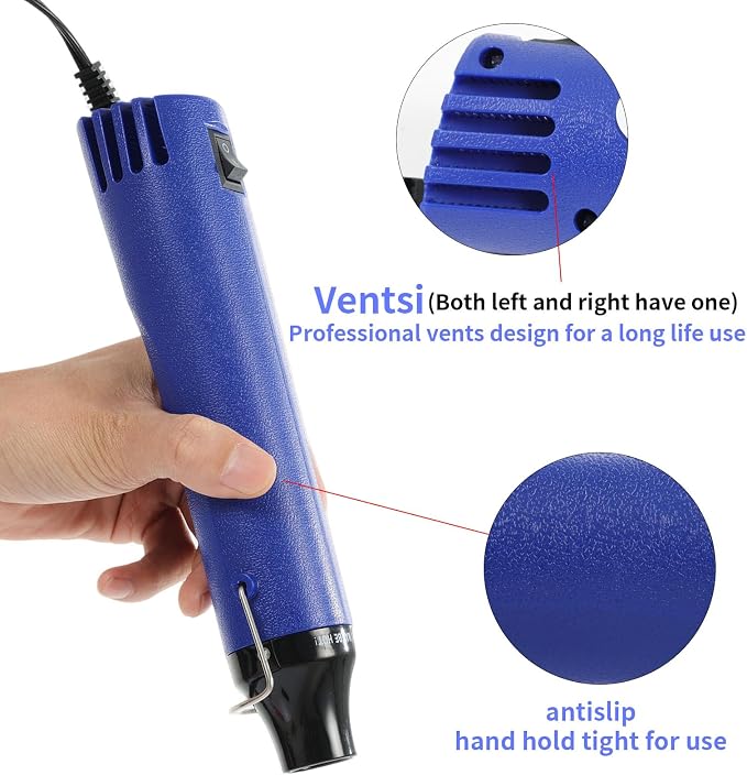 Heat Gun 300w, Handed Hot Air Gun for Crafting and DIY (Blue)
