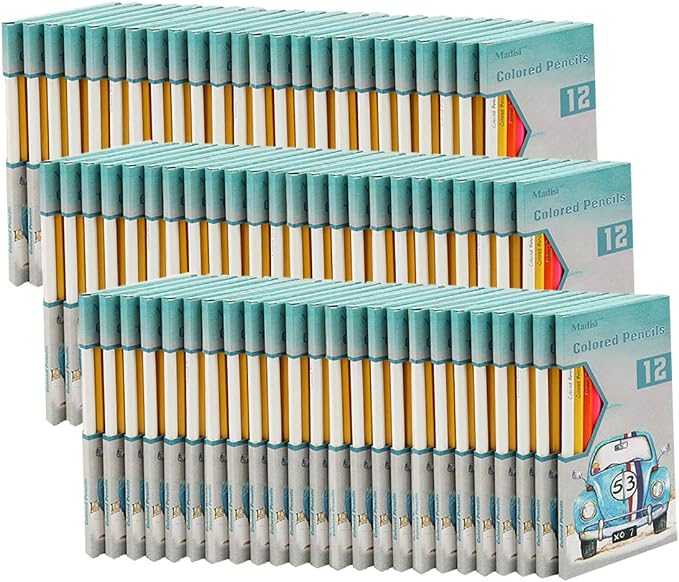 Madisi Colored Pencils Bulk, 72 Packs of 12-Count, 864 Count | Pre-Sharpened Color Pencils for Kids Coloring, Non-Toxic Class Set, Classroom School Supplies