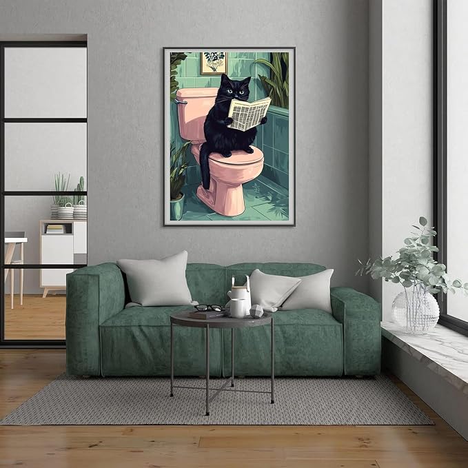 Diamond Art Kits for Adults,fun Black Cat Diamond Painting Kits 12 x 16in