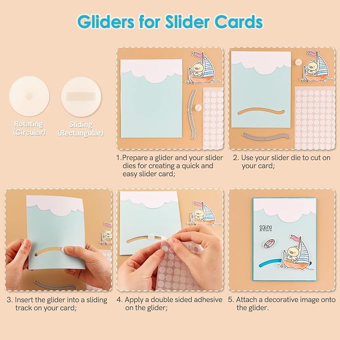BAOFALI 40Pcs/Set Gliders for Slider Cards Rotating Roating and Sliding Gliders with Double Sided Adhesive Circles for Card Making DIY Scrapbooking Arts Projects Handmade Crafts Scrapbooking Tools