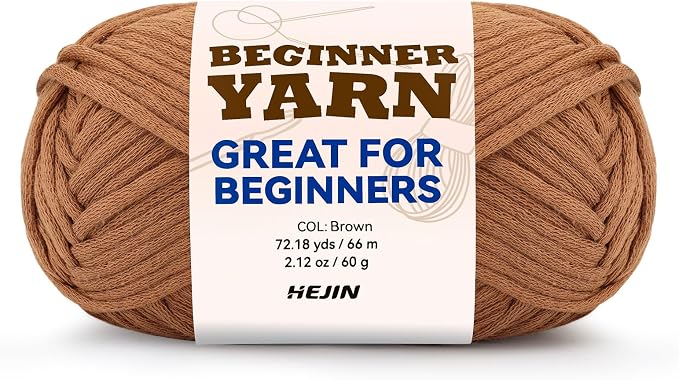 60g Brown Yarn for Crocheting and Knitting;66m (72yds) Cotton Yarn for Beginners with Easy-to-See Stitches;Worsted-Weight Medium #4;Cotton-Nylon Blend Yarn for Beginners Crochet Kit Making
