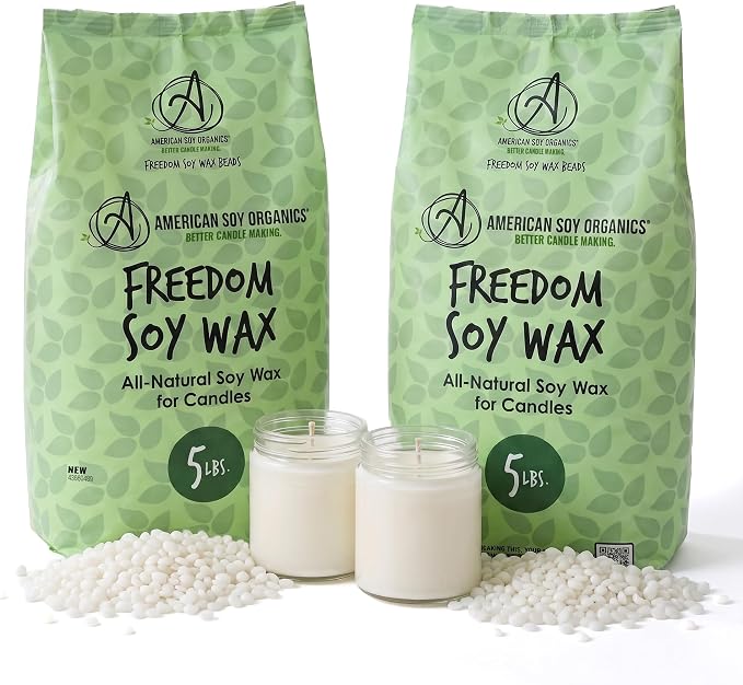 American Soy Organics Freedom Soy Wax Beads, All-Natural Candle Wax, 10 lbs | DIY Candle Making Supplies Ideal for Container Candles, Tealights & Wax Melts, Paraffin-Free, Beeswax-Free, Microwavable