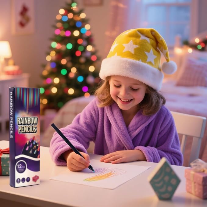 12 Rainbow Colored Pencils Set,Art Supplies & Stocking Stuffers,Teen Girl Boys Gifts Trendy Stuff,Party Favors Arts and Crafts for Kids Ages 8-12,Gifts for 5-12 Year Old Girl,Drawing & Sketch Pencil