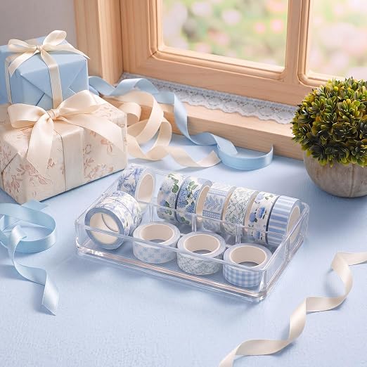 Gueevin 24 Rolls Floral Washi Tapes Set Scrapbook Supplies, Blue Hydrangea | 15 mm Watercolor Flower Washi Tapes, Back to School DIY Craft Arts, Junk Journaling Planner Gift Wrapping Supplies