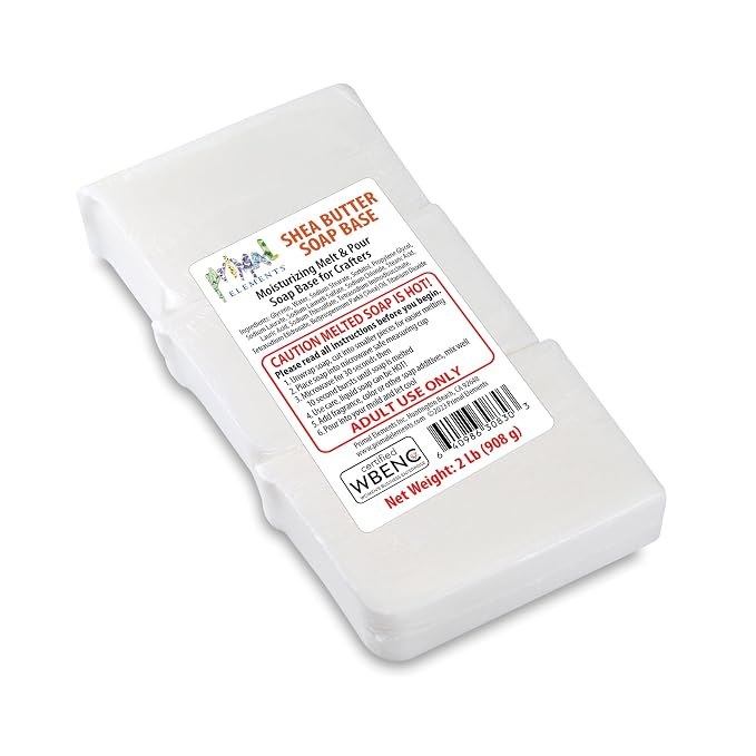 Primal Elements Shea Butter - Moisturizing Melt and Pour Glycerin Soap Base for Crafting and Soap Making, Easy to Cut - 2 Pound
