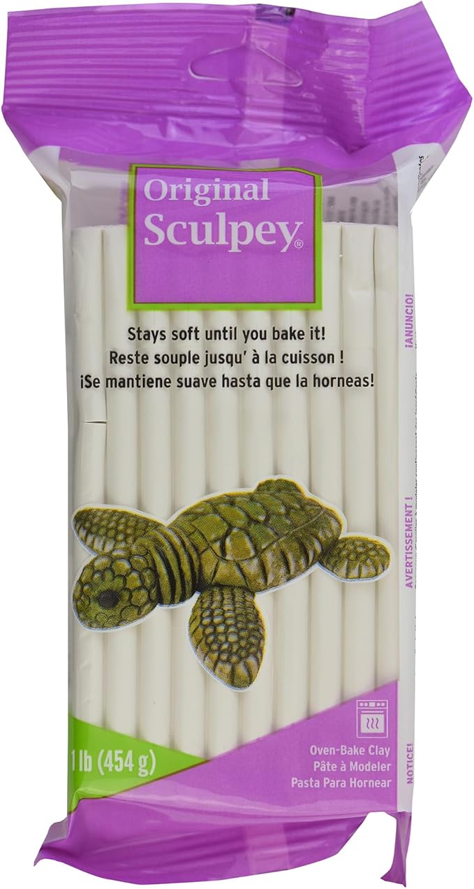 Sculpey Original White Polymer Oven Bake Clay - 1 lb Modeling Clay for | Non-toxic white sculpting clay for kids and adults, stays soft until baked, ideal for DIY school projects and home decor