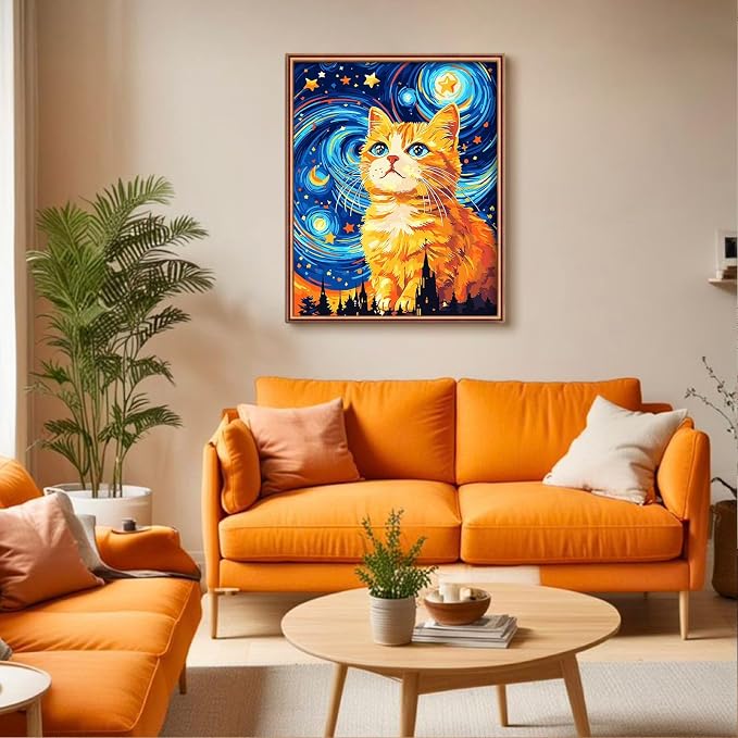 Paint by Numbers Kit for Adults,Cat Paint by Numbers Animals,16x20 lnch | Paint by Number Cat,Paint by Numbers for Adults Canvas,DIY Oil Painting Kits for Gifts Home Decor