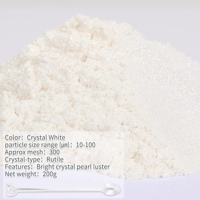Mica Powder,200g/7.05oz Large Jar,Crystal White Mica Powder Pigment for Epoxy Resin，Lip Gloss，Paint，Dye，Soap Making，Nail Polish,Candle Making,Bath Bombs(Crystal White)