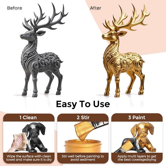 Nicpro 6 Colors Metallic Acrylic Paint Set, Gold Leaf Paint for Craft