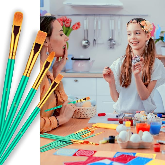 Artstorys Paint Brushes Set, 20 Pcs Acrylic Oil Watercolor Painting Brushes | Artist Paintbrush (Nylon Hair Wood Handles) for Adult Drawing, Great for Face, Rock & Canvas, Arts Craft Supplies, Green