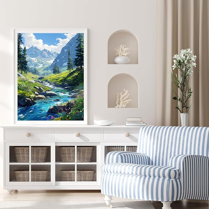 Mountain Paint by Number for Adults, Landscape Paint by Numbers for Adults | Paint by Numbers for Adults Beginner, Mountains Paint by Numbers for Gift Home Wall Decor (Mountain, 16x20 inch) Frameless