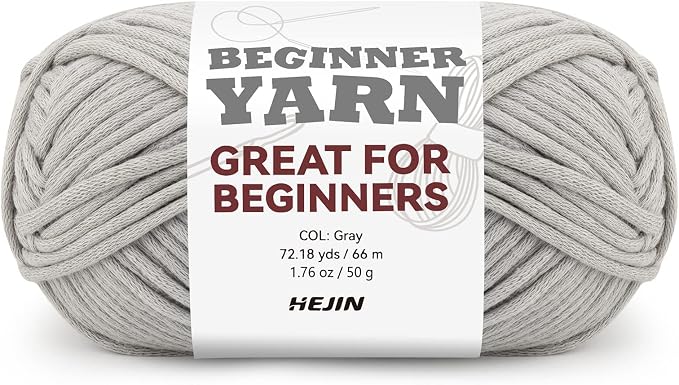 60g Grey Yarn for Crocheting and Knitting;66m (72yds) Cotton Yarn for Beginners with Easy-to-See Stitches;Worsted-Weight Medium #4;Cotton-Nylon Blend Yarn for Beginners Crochet Kit Making