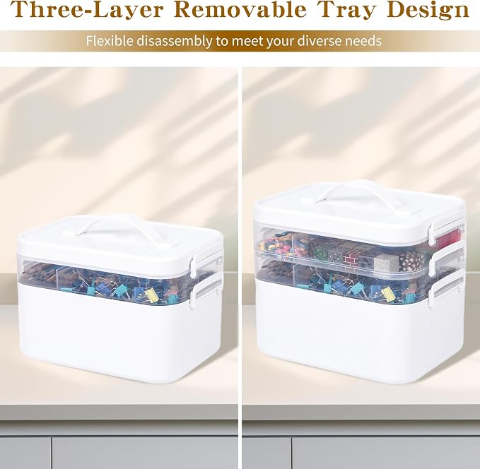 3-Tier Art Supply Storage Organizer with Adjustable Dividers