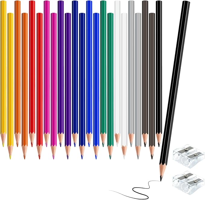 24 PCS Colored Pencils for Kids, Pre-sharpened Art Pencils Back to School Supplies Set, Drawing Sketching Pencils for Students, Teachers, Classroom