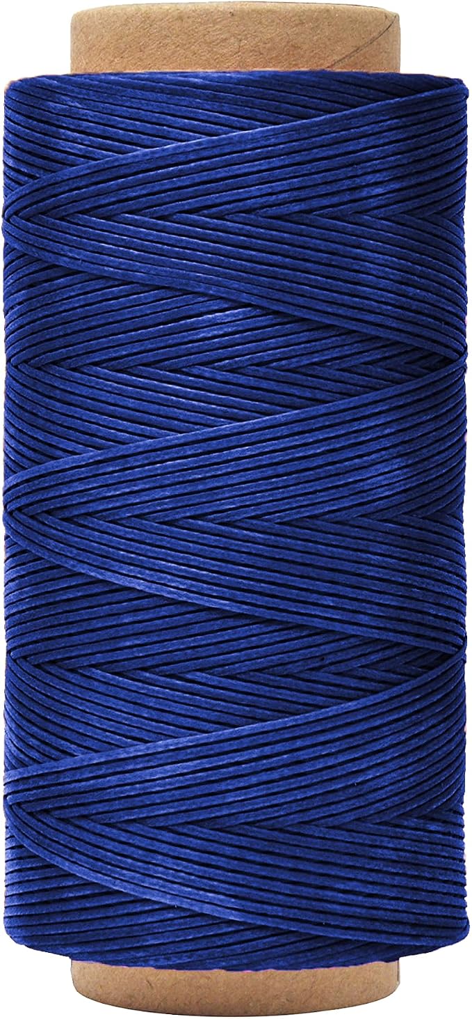Mandala Crafts 210D 1mm Royal Blue Flat Waxed Thread for Leather Sewing