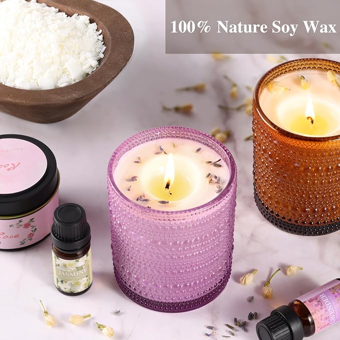 DARJEN Candle Making Kit for Adult, 4 Jars & 4 Tins Soy Wax Scented DIY Set | 100% Soy Wax, 10oz Glass Jars, 4oz Tins, Cotton Wicks, Pleasant Scents, Instruction& More- Perfect as Home Decorations