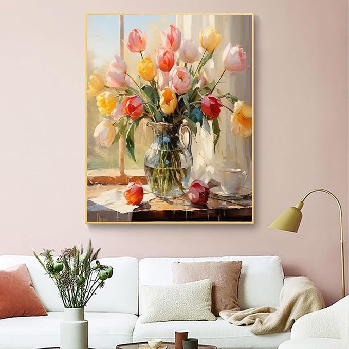 Arttoplus Flower Paint by Numbers Kit for Adults Canvas 16x20inch | Flower Paint by Numbers Kits for Adults Beginner, Oil Acrylic Painting by Numbers for Gift Home Wall Decor (Without Frame)
