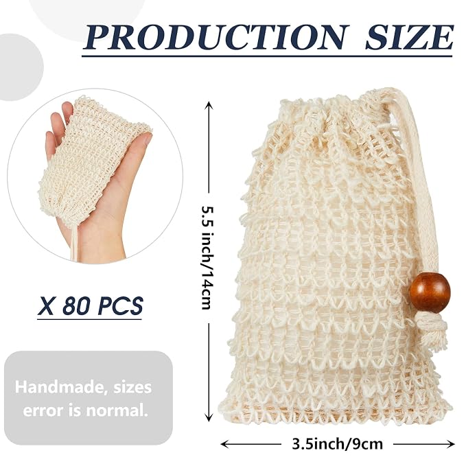 Cunhill 80 Pack Soap Saver Bags Exfoliating Soap Pouch, 3.5x5.5 Inch