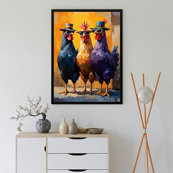 MBNTJHT Chicken Paint by Numbers Kit for Adults on Canvas,DIY Unframed Watercolor Painting Kit for Adult Beginners,Animals Acrylic Paint by Number Kits Craft for Home Wall Decor 16X20 Inch.
