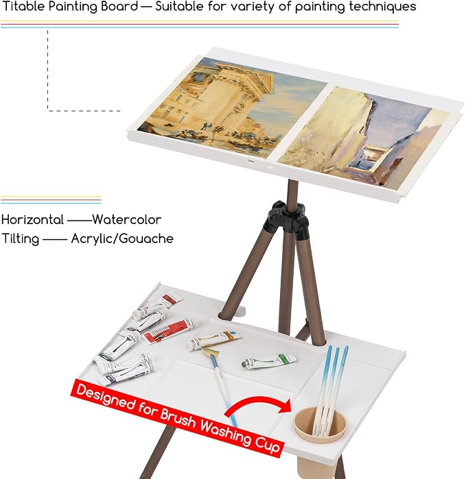 MEEDEN Plein Air Easel for Painting: Adjustable Travel Watercolor Tripod | Collapsible Portable Easel Stand for Artists Adults