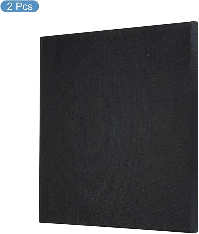PATIKIL Paint Canvases Panel for Painting, 2 Pack 12x12 Inch Square Wood Frame Stretched Blank Art Board Panels for Acrylic, Oil, Tempera Painting, Black
