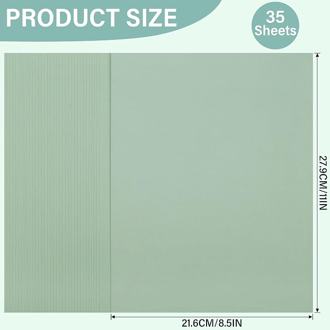 35 Sheets Sage Green Cardstock 92LB Construction Paper 8.5 x 11 Inch