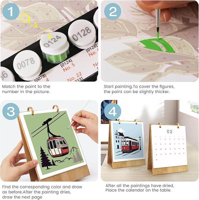 Lnjsipam Paint by Numbers Calendar 2027 - Vehicle Calendar Paint by Number | Vehicle Paint by Numbers Calendar, Easy DIY Calendar, Unique Gift for New Year, Vehicle Paint by Number Kit for Adults
