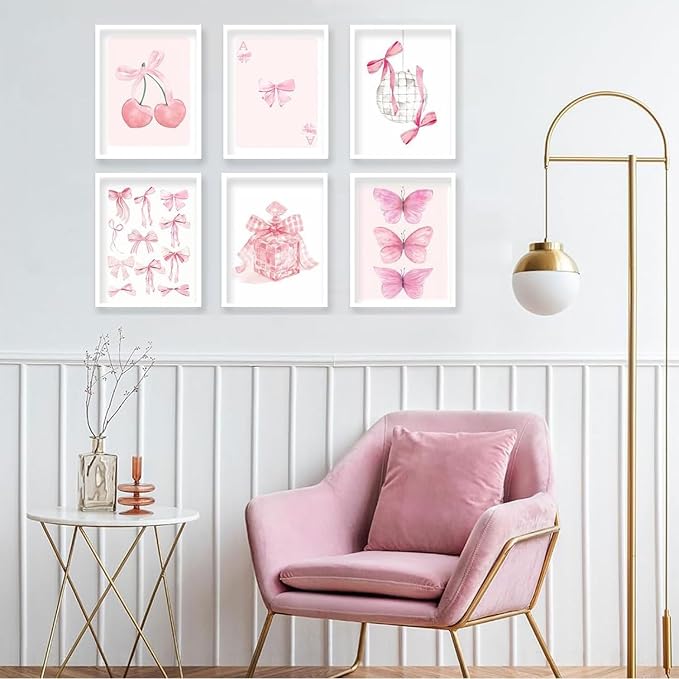 Diamond Art Kits for Adults,6 Pack Pink Bow Diamond Painting Kits 10 x 12in