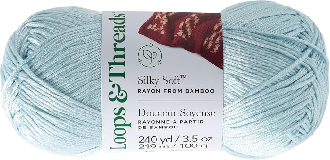 Loops & Threads Silky Soft Yarn - Yarn for Knitting, Crochet, Weaving, and Arts & Crafts - Blue, Bamboo, 3.5 oz