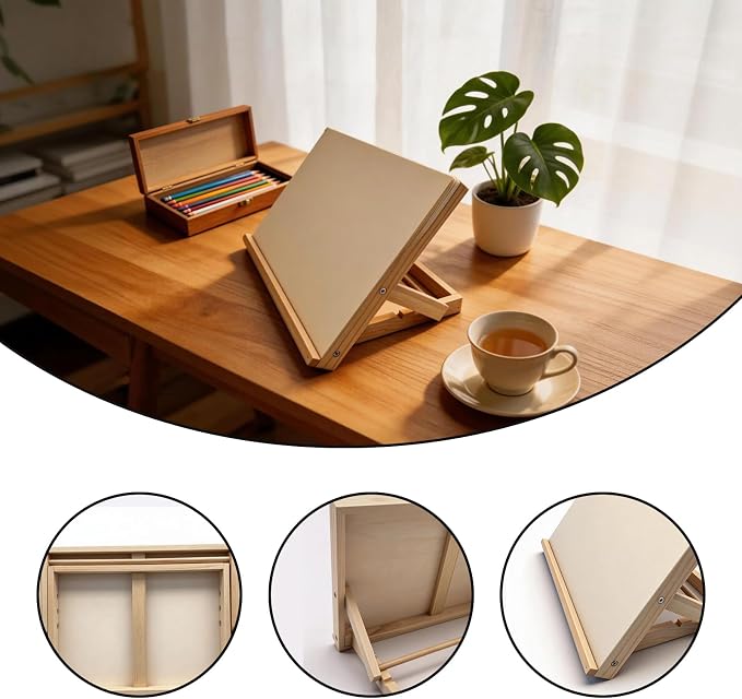 Desktop Easel,Easel for Painting – Adjustable Wooden Stand for Tabletop, Perfect for Artists, Students, and Hobbyists
