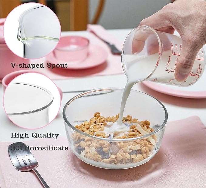 Ackers BORO3.3 Glass Measuring Cups with Spouts, 3-Piece Set, 60/120/250 ml