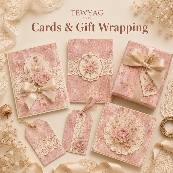Vintage Scrapbook Paper Double Sided 12x12 Distressed Rose Gold 24 Sheets