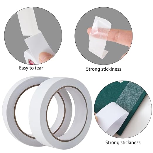 1" 2 Rolls Double Sided Adhesive Sticky Tape for Arts, DIY, Crafts, Photography, Scrapbooking, Card Making, Gift Wrapping, Office School Stationery Supplies, Home Supplies(Width: 25 mm)