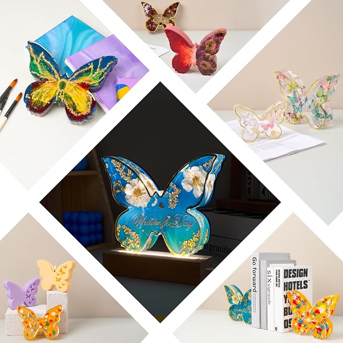 Extra Deep Resin Butterfly Molds Silicone, 2 pcs Silicone Molds for Resin | Set of Large + Small Epoxy Butterfly Molds for Flower Preservation Bookends