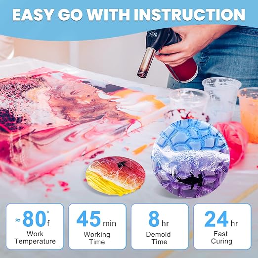 LET'S RESIN 1 Gallon Epoxy Resin Kit with Color Pigment, Clear Resin Kit | Crystal Clear & No Bubble Epoxy Kit, Not Yellowing & Low Odor Casting Resin for Art, Craft, Jewelry, River Table