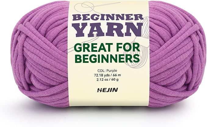 60g Purple Yarn for Crocheting and Knitting;66m (72yds) Cotton Yarn for Beginners with Easy-to-See Stitches;Worsted-Weight Medium #4;Cotton-Nylon Blend Yarn for Beginners Crochet Kit Making