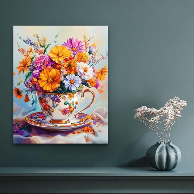 Banket Paint by Numbers Kit for Adults Beginner Flowers DIY Painting Kits for Adults Floral Easy Adult Paint by Number Kits on Canvas Color by Numbers for Gifts Home Wall Decor 16x20 Inch
