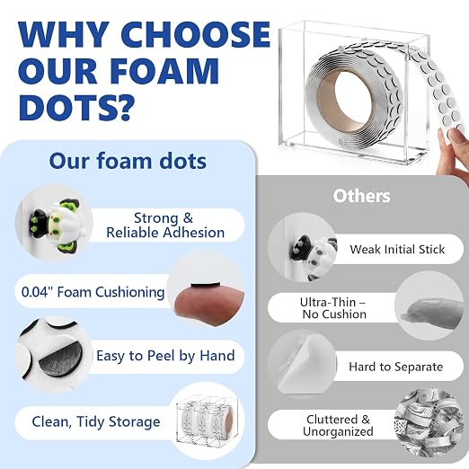 400 PCS 1mm Double Sided Foam Dots with Acrylic Box 0.4" Foam Round Dots 3D Craft Foam Tape Dual Adhesive Foam Mounts Foam Pop Dots for Art Crafts DIY(Black with Box,0.4" Diameter,1mm Thick)