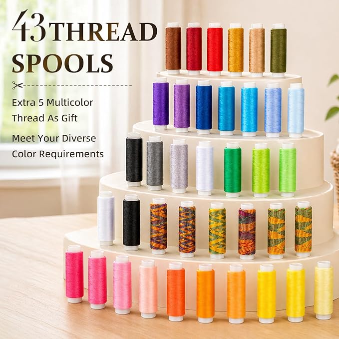 JJRING 205 PCS Sewing Kit for Adults with Portable Handbag, Black | Premium Needle And Thread Kit With Beautiful Gift Box For Beginners, Home, Travel, DIY And Repair