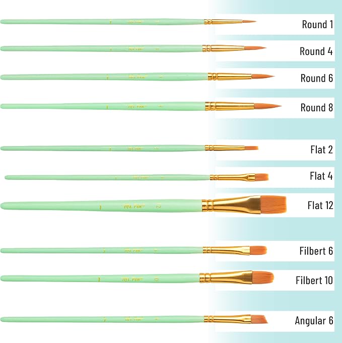 Mr. Pen- Acrylic Paint Brushes Set, 20 Pack, Round & Pointed Tip