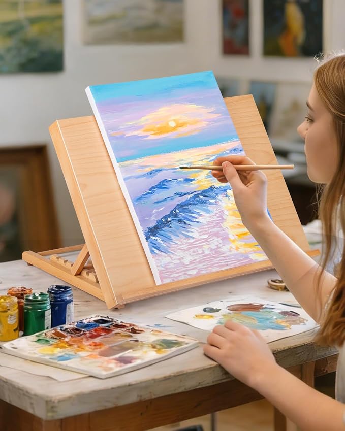 5-Position Tabletop Easel, Adjustable Angle Drafting Table Easel Drawing and Sketching Board, 18 1/2 Inches by 14 1/8 Inches